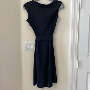 Classiques Entier NWOT sz 8 Black Wool Sheath Midi Dress Modest Stretch